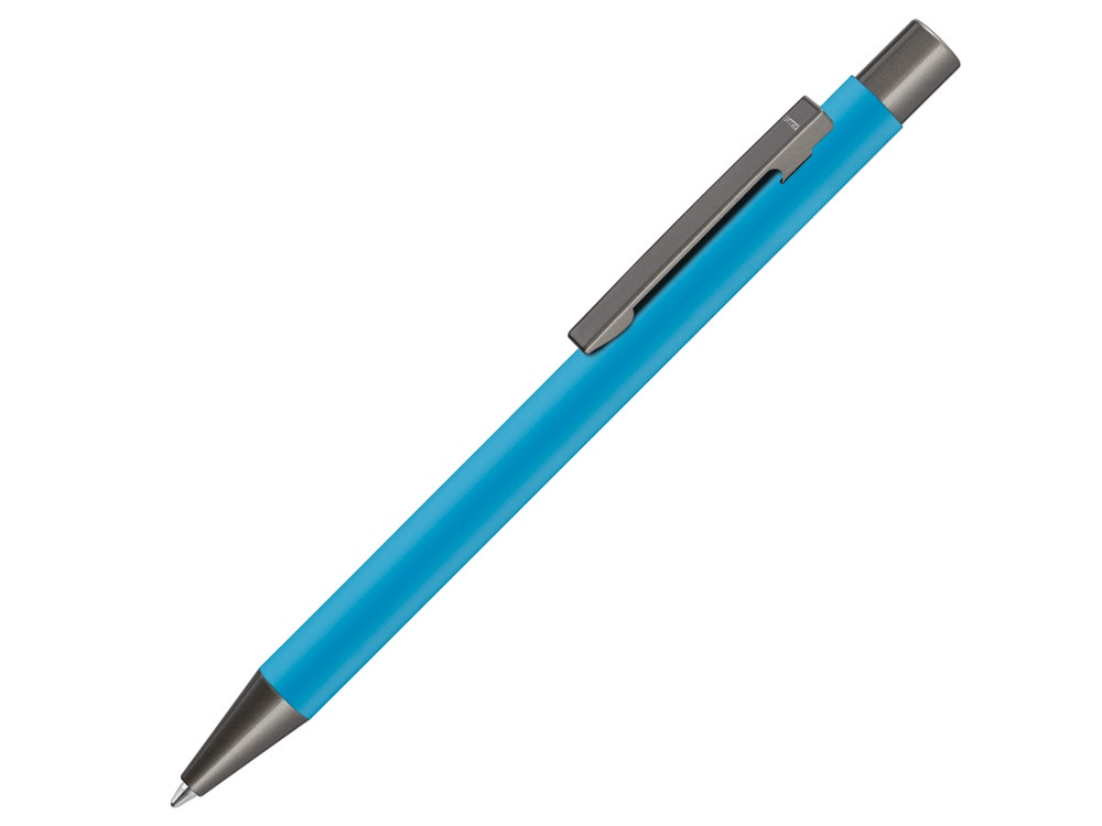 Ручка шариковая UMA STRAIGHT GUM soft-touch, с зеркальной гравировкой, голубой - фото 1 - id-p215146527