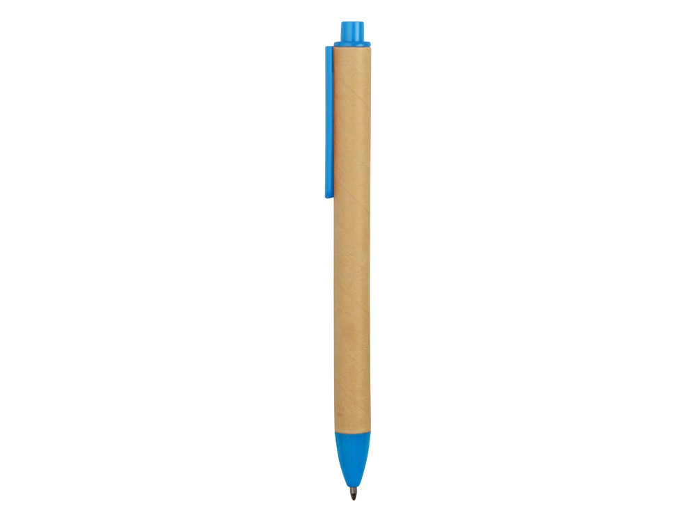 Ручка картонная пластиковая шариковая Эко 2.0, бежевый/голубой - фото 3 - id-p215146538