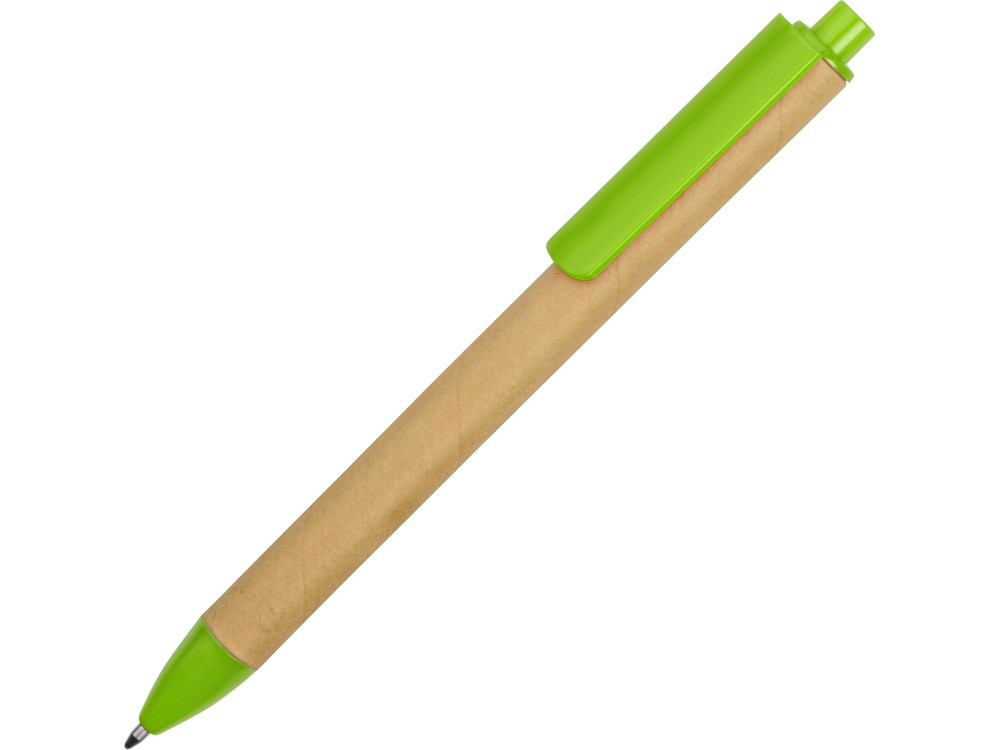Ручка картонная пластиковая шариковая Эко 2.0, бежевый/зеленое яблоко - фото 1 - id-p215146539