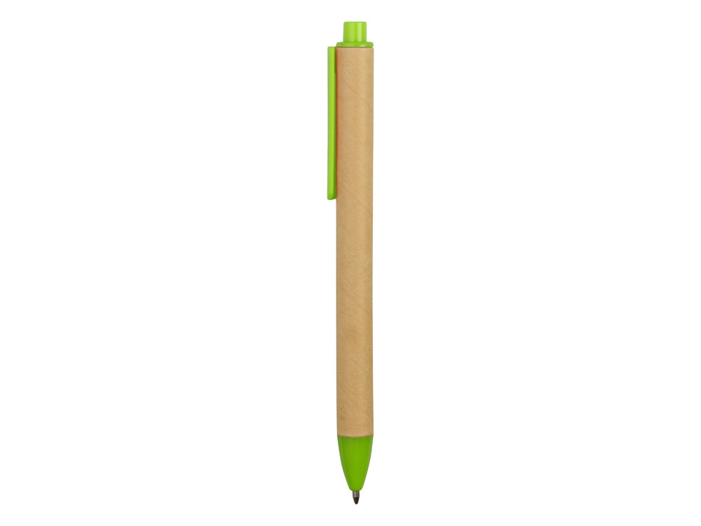 Ручка картонная пластиковая шариковая Эко 2.0, бежевый/зеленое яблоко - фото 3 - id-p215146539