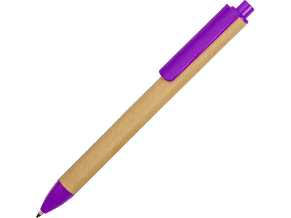 Ручка картонная пластиковая шариковая Эко 2.0, бежевый/фиолетовый - фото 1 - id-p215146540