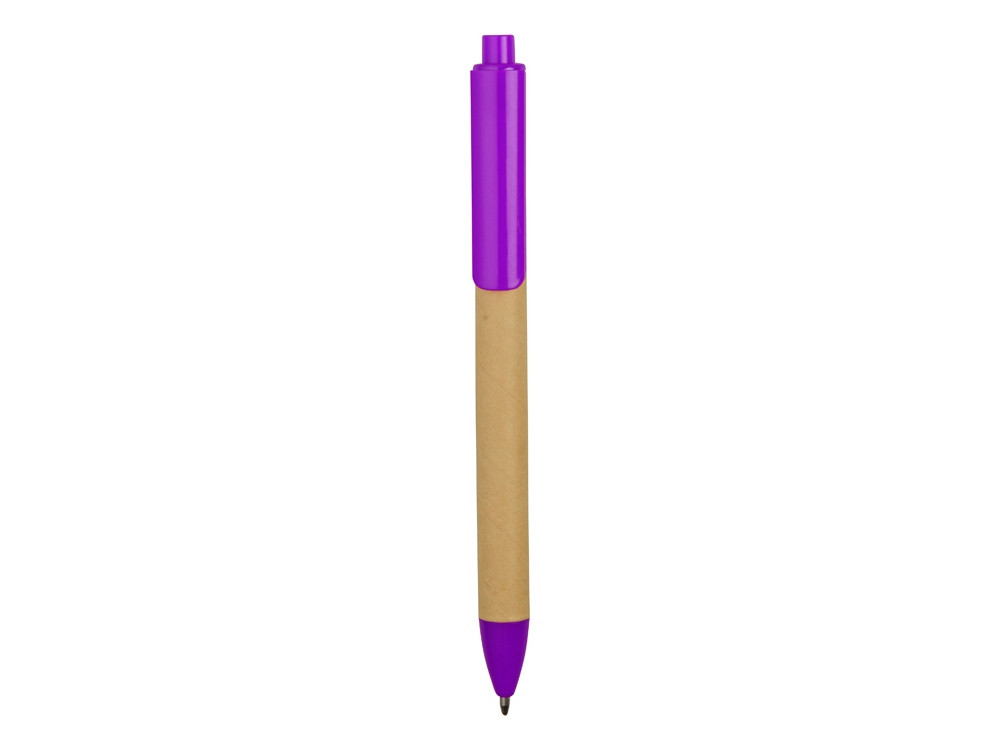 Ручка картонная пластиковая шариковая Эко 2.0, бежевый/фиолетовый - фото 2 - id-p215146540