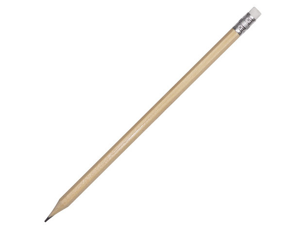 Шестигранный карандаш с ластиком Presto, натуральный, фото 2