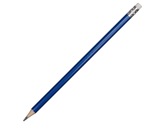 Шестигранный карандаш с ластиком Presto, синий, фото 2