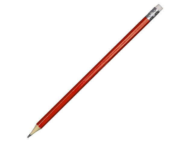Шестигранный карандаш с ластиком Presto, красный, фото 2