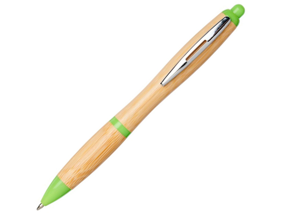 Шариковая ручка Nash из бамбука, натуральный/зеленое яблоко - фото 1 - id-p215148480