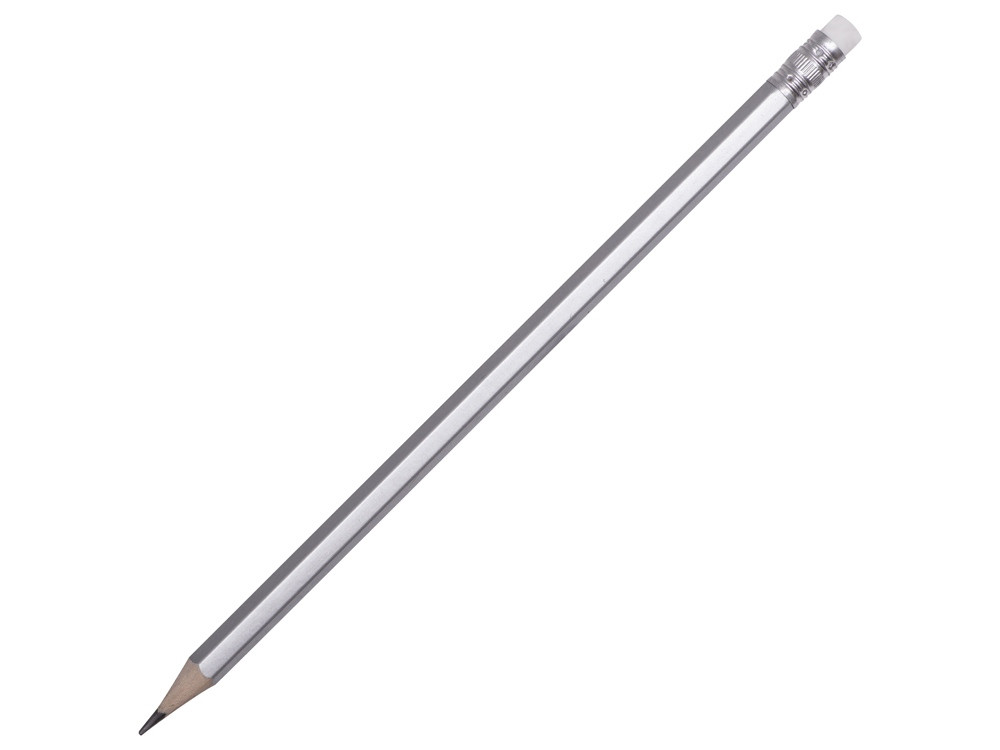 Шестигранный карандаш с ластиком Presto, серебряный - фото 1 - id-p215152396