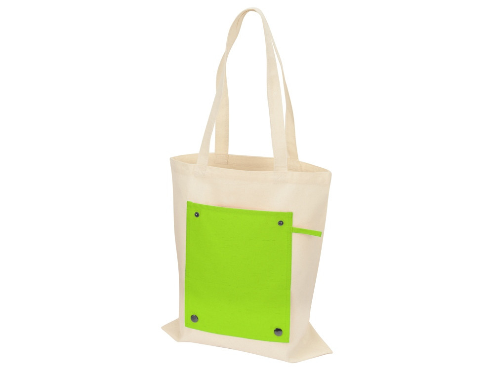 Складная хлопковая сумка для шопинга Gross с карманом, зеленое яблоко - фото 3 - id-p215148496