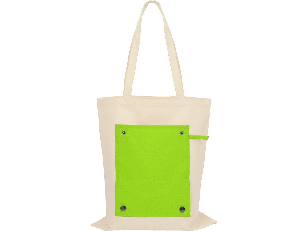 Складная хлопковая сумка для шопинга Gross с карманом, зеленое яблоко - фото 10 - id-p215148496