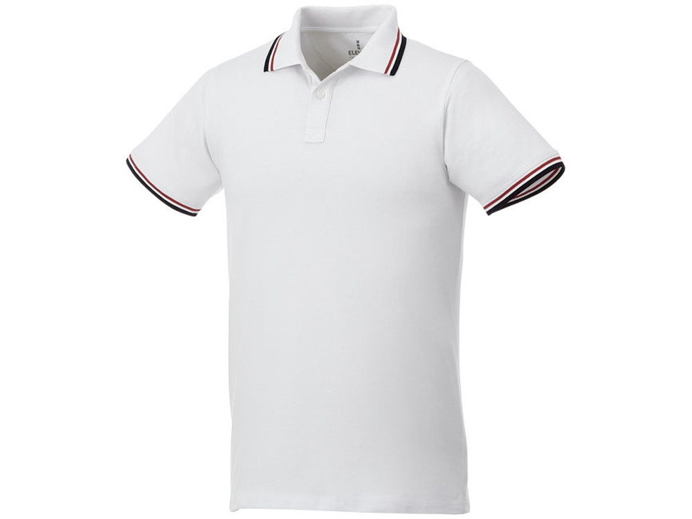 Мужская футболка поло Fairfield с коротким рукавом с проклейкой, белый/темно-синий/красный - фото 1 - id-p215147525
