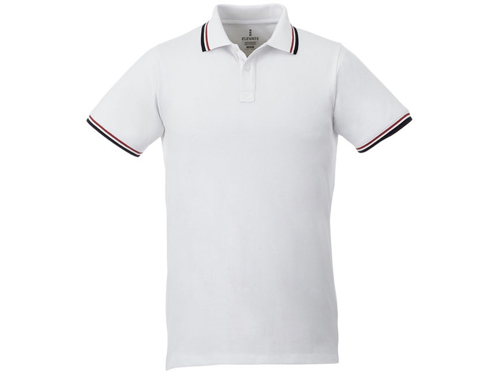 Мужская футболка поло Fairfield с коротким рукавом с проклейкой, белый/темно-синий/красный - фото 2 - id-p215147525