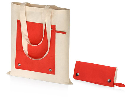 Складная хлопковая сумка для шопинга Gross с карманом, красный, фото 2