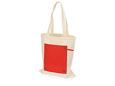 Складная хлопковая сумка для шопинга Gross с карманом, красный, фото 3