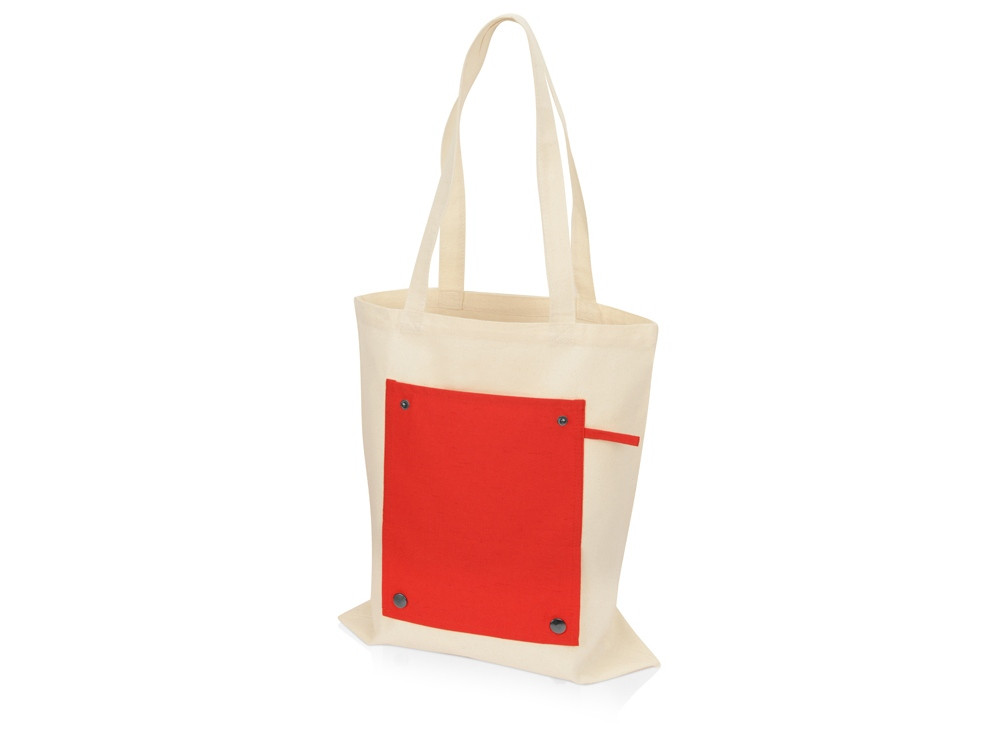 Складная хлопковая сумка для шопинга Gross с карманом, красный - фото 3 - id-p215148498