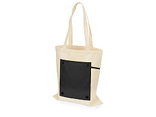 Складная хлопковая сумка для шопинга Gross с карманом, черный, фото 3