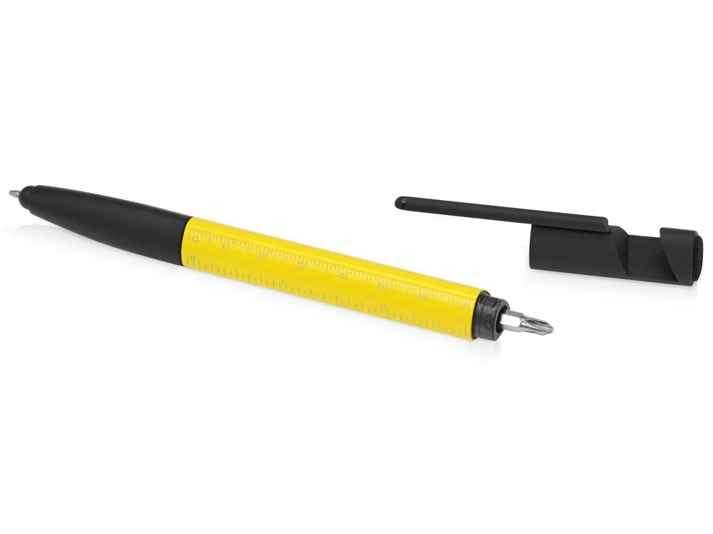 Ручка-стилус металлическая шариковая многофункциональная (6 функций) Multy, желтый - фото 6 - id-p215146568