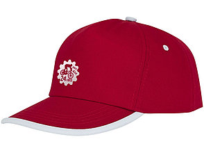 Пятипанельная кепка Nestor с окантовкой, красный/белый, фото 3