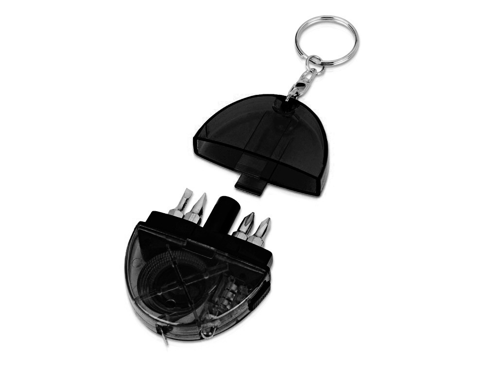 Брелок-рулетка с набором отверток и фонариком, серый - фото 2 - id-p215145609