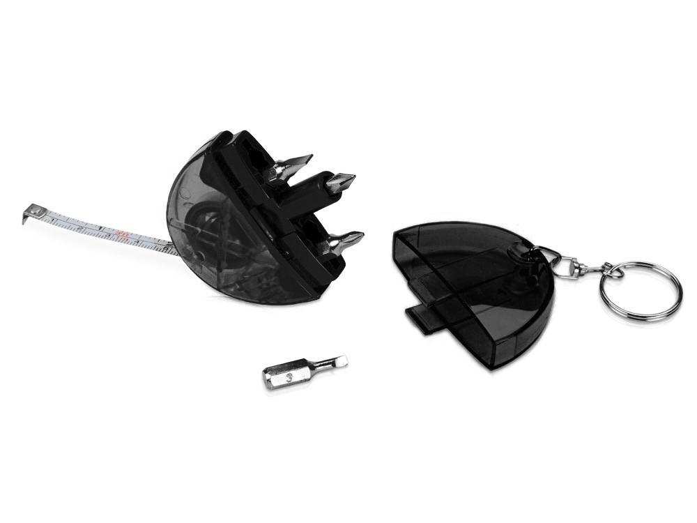 Брелок-рулетка с набором отверток и фонариком, серый - фото 3 - id-p215145609