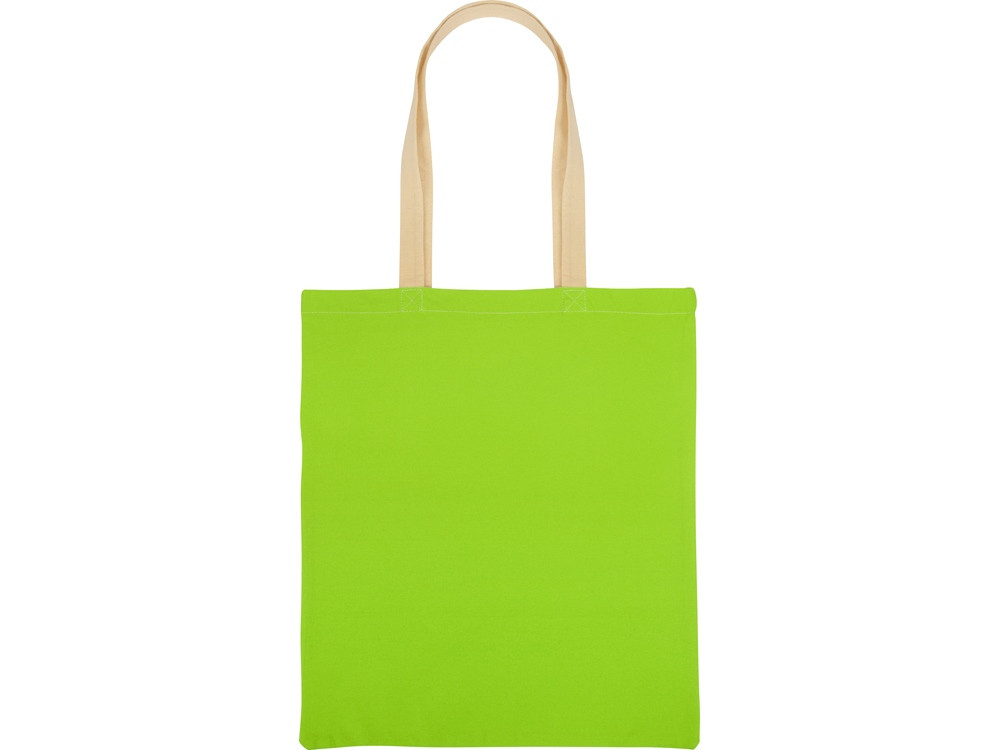 Сумка для шопинга Twin двухцветная из хлопка, 180 г/м2, зеленое яблоко/натуральный - фото 6 - id-p215148519