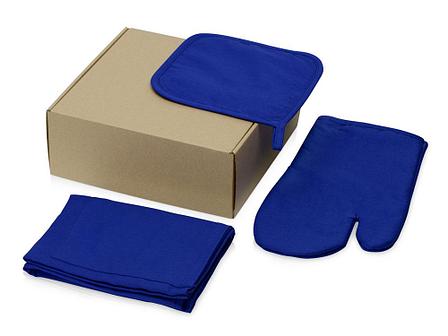 Подарочный набор с фартуком, прихваткой, синий, фото 2