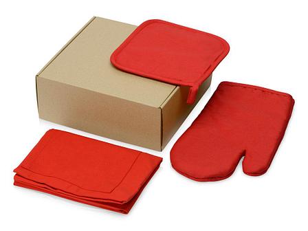 Подарочный набор с фартуком, прихваткой, красный, фото 2