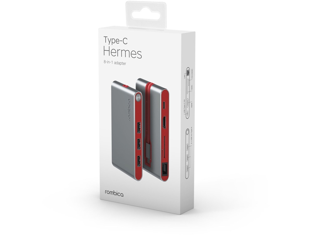 Хаб USB Rombica Type-C Hermes Red - фото 5 - id-p215149528