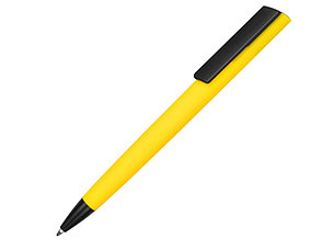 Ручка пластиковая soft-touch шариковая Taper, желтый/черный, фото 2