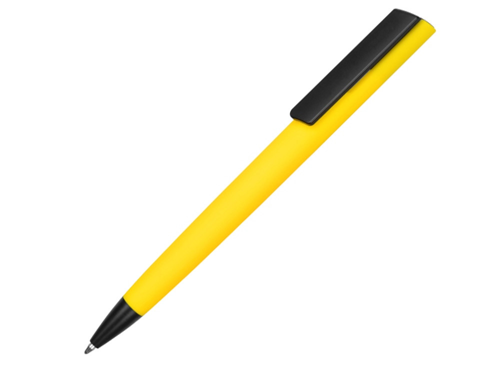 Ручка пластиковая soft-touch шариковая Taper, желтый/черный - фото 1 - id-p215146624