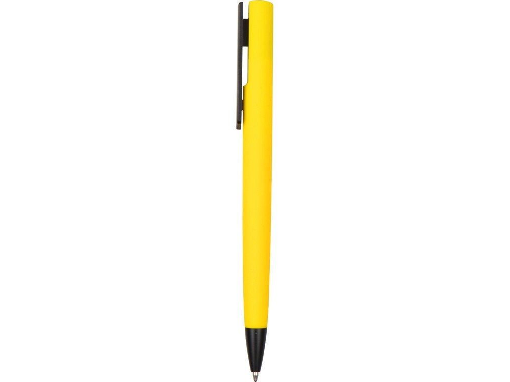 Ручка пластиковая soft-touch шариковая Taper, желтый/черный - фото 3 - id-p215146624