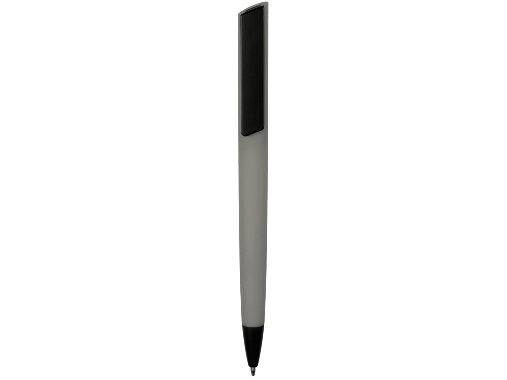 Ручка пластиковая soft-touch шариковая Taper, серый/черный - фото 2 - id-p215146626