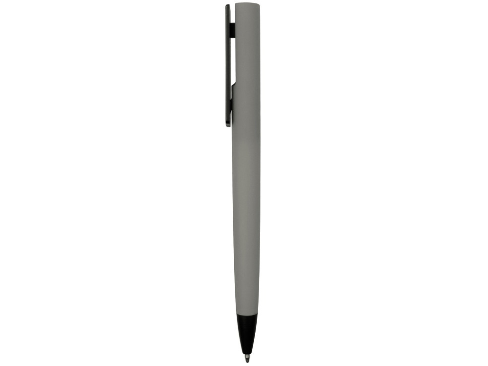 Ручка пластиковая soft-touch шариковая Taper, серый/черный - фото 3 - id-p215146626
