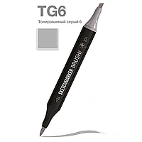 Маркер перманентный двусторонний "Sketchmarker Brush", TG6 тонированный серый 6