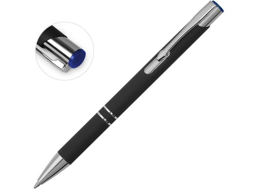 Ручка металлическая шариковая Legend Mirror Gum софт-тач с цветным слоем, черный / синий - фото 2 - id-p215149563