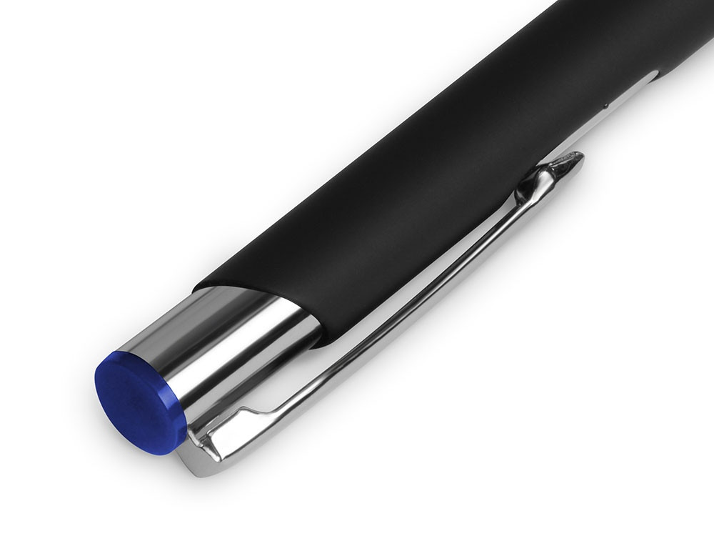 Ручка металлическая шариковая Legend Mirror Gum софт-тач с цветным слоем, черный / синий - фото 3 - id-p215149563