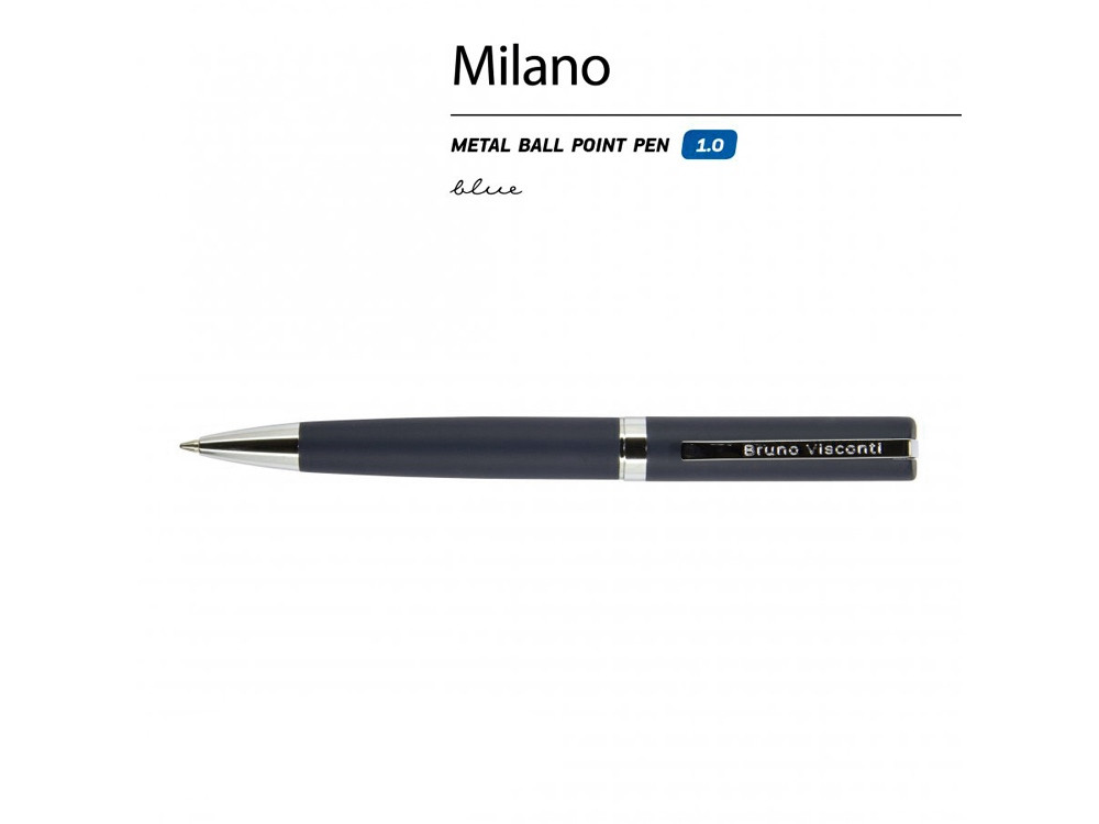 Ручка шариковая автоматическая BrunoVisconti 1 мм, синяя Milano (синий металлический корпус) - фото 2 - id-p215148599