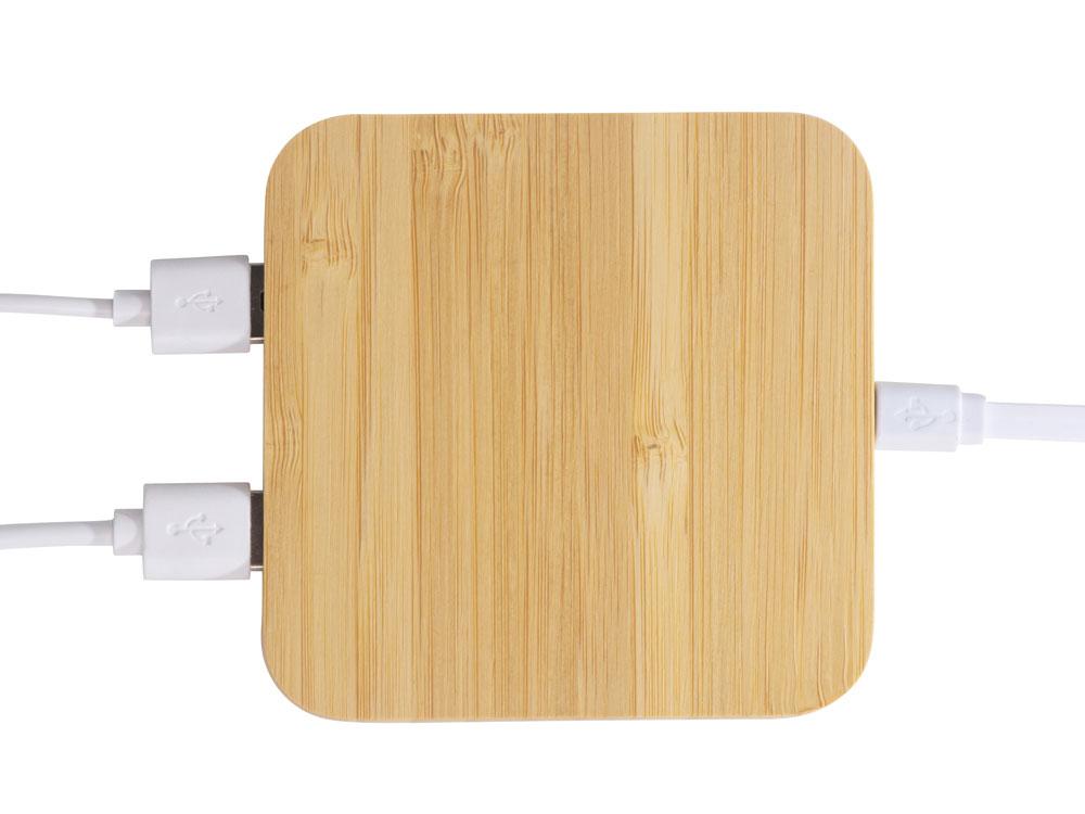 USB-хаб с беспроводной зарядкой из бамбука Plato - фото 9 - id-p215152536
