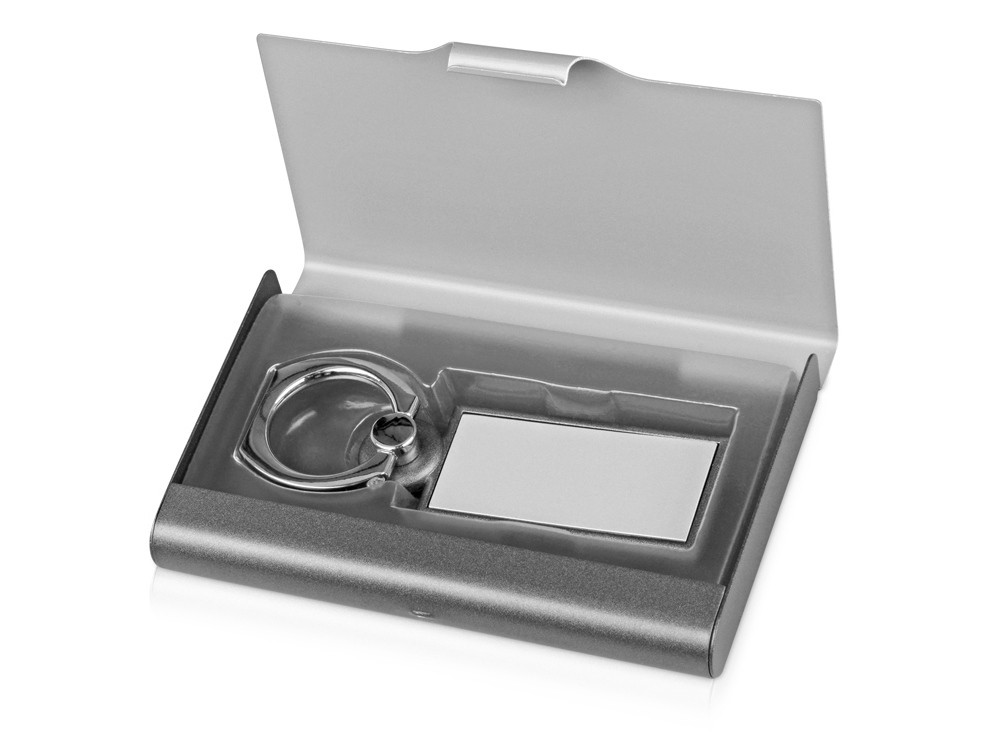 Набор Slip: визитница, держатель для телефона, серый/серебристый - фото 1 - id-p215146691