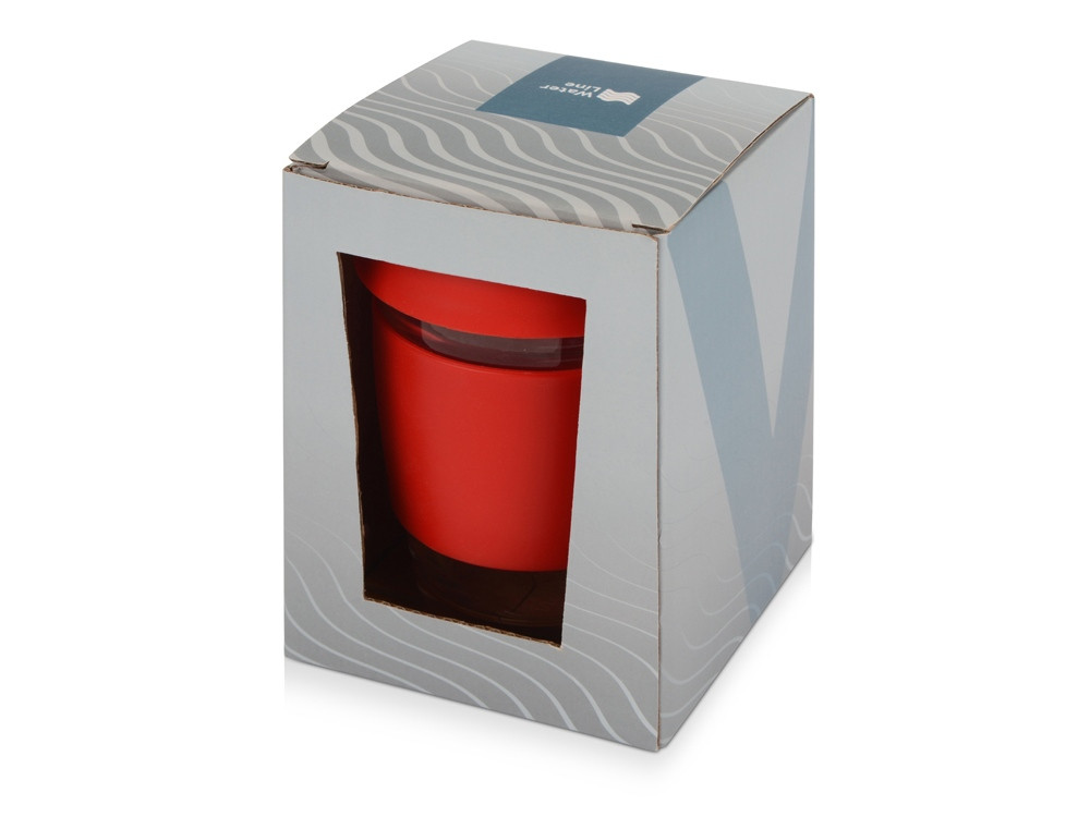 Стеклянный стакан Monday с силиконовой крышкой и манжетой, 350мл, красный - фото 6 - id-p215148604