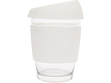 Стеклянный стакан Monday с силиконовой крышкой и манжетой, 350мл, белый, фото 3