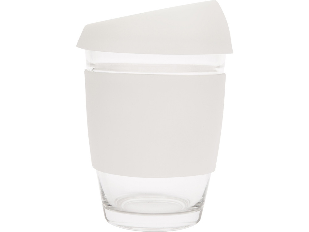 Стеклянный стакан Monday с силиконовой крышкой и манжетой, 350мл, белый - фото 3 - id-p215148606