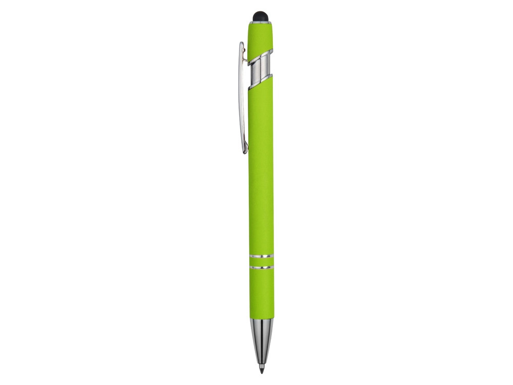 Ручка металлическая soft-touch шариковая со стилусом Sway, зеленое яблоко/серебристый - фото 3 - id-p215146696