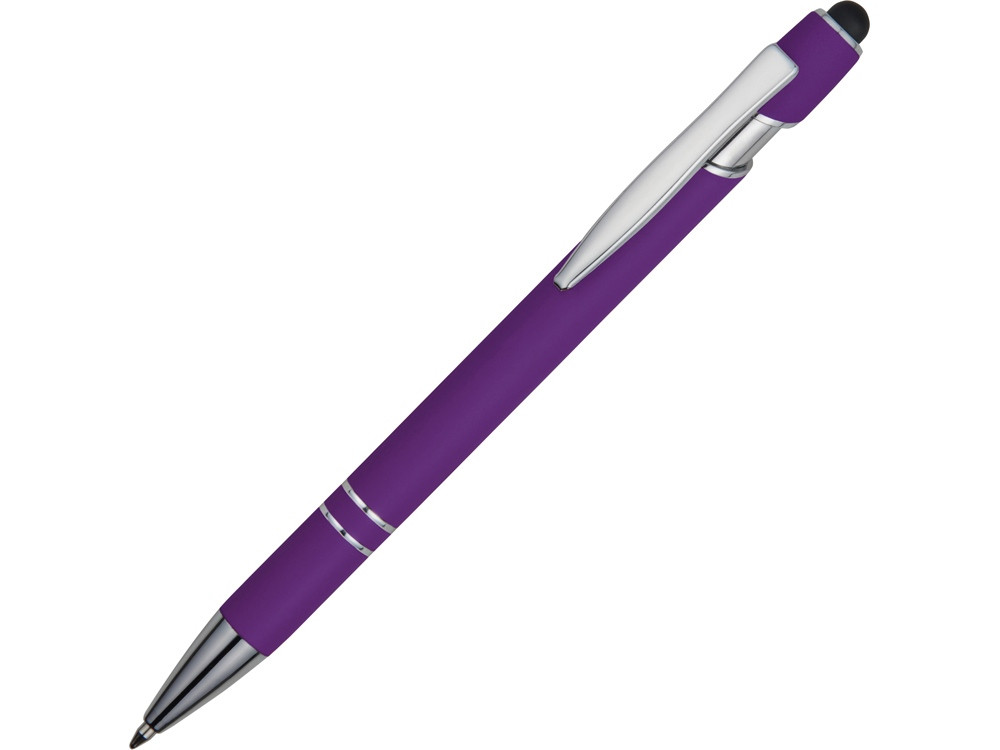Ручка металлическая soft-touch шариковая со стилусом Sway, фиолетовый/серебристый - фото 1 - id-p215146701