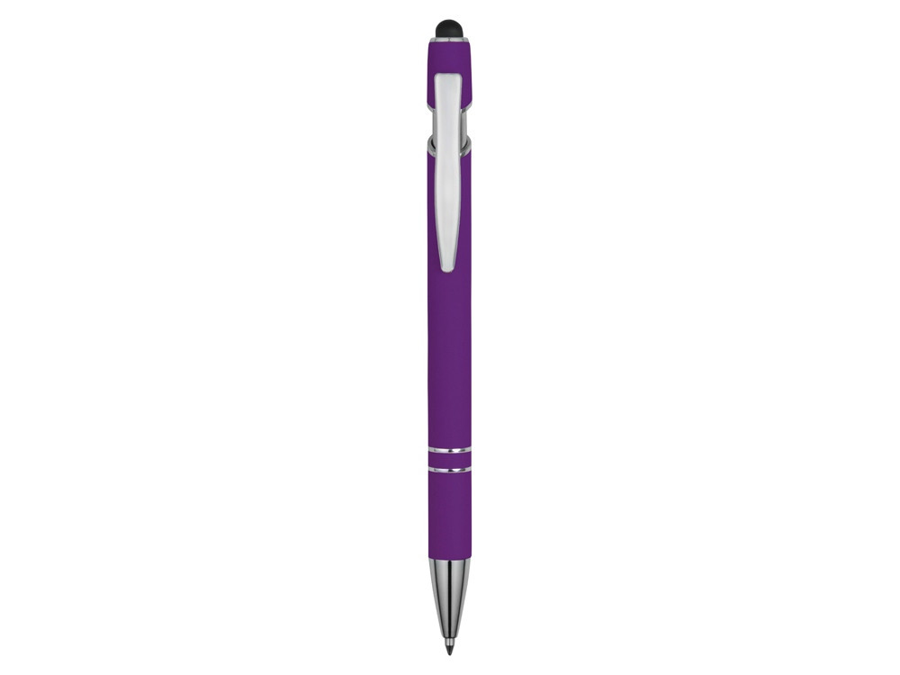 Ручка металлическая soft-touch шариковая со стилусом Sway, фиолетовый/серебристый - фото 2 - id-p215146701