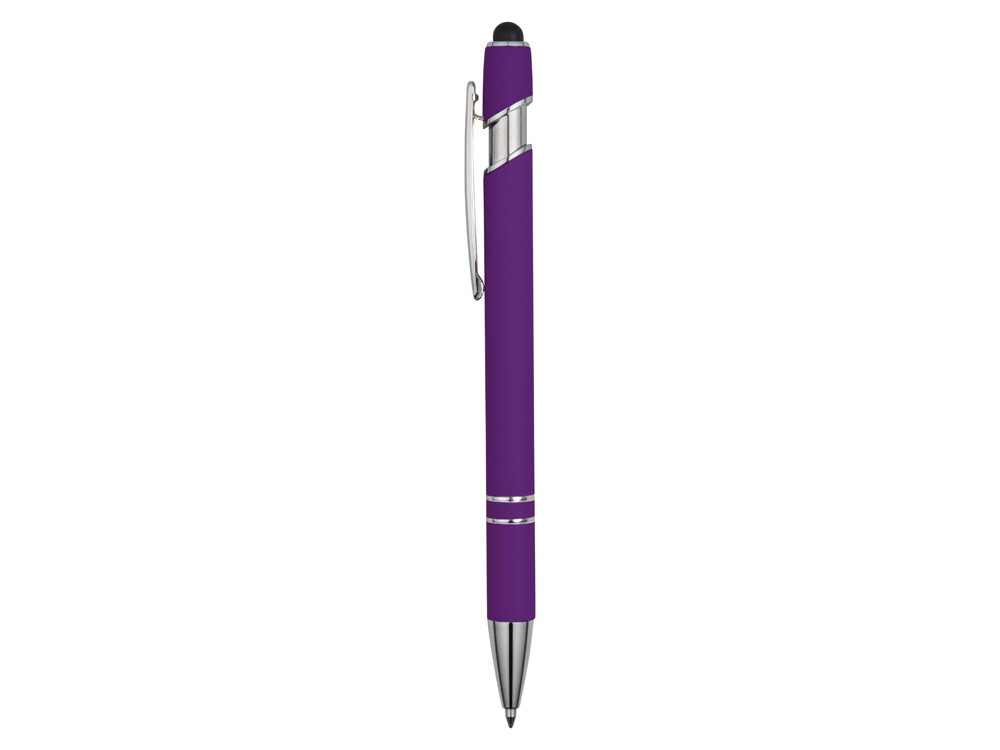 Ручка металлическая soft-touch шариковая со стилусом Sway, фиолетовый/серебристый - фото 3 - id-p215146701