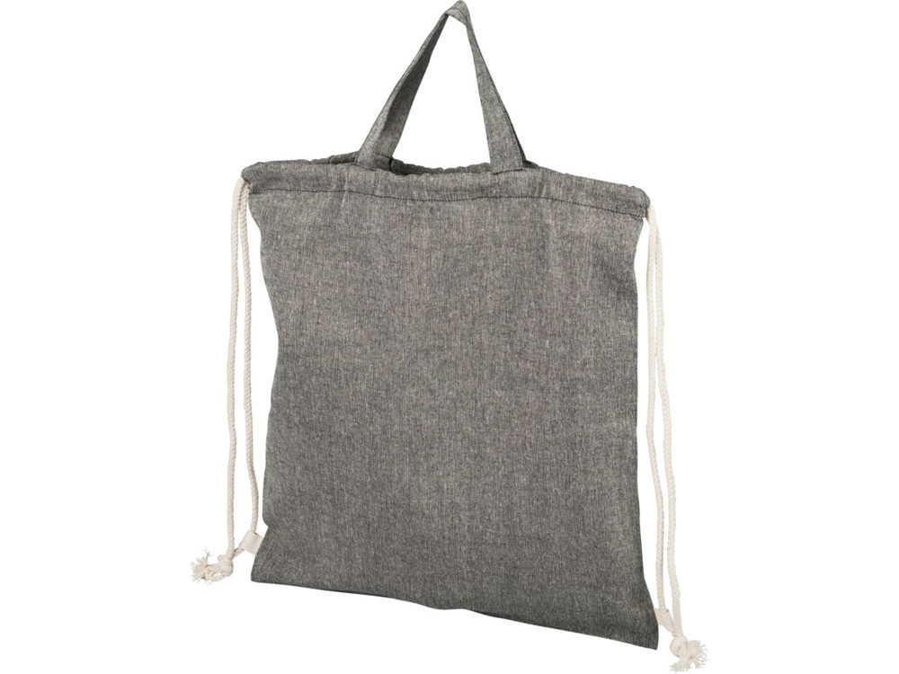 Рюкзак со шнурком Pheebs из 150 г/м2 переработанного хлопка, черный меланж - фото 1 - id-p215148626