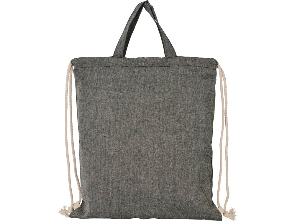 Рюкзак со шнурком Pheebs из 150 г/м2 переработанного хлопка, черный меланж - фото 2 - id-p215148626