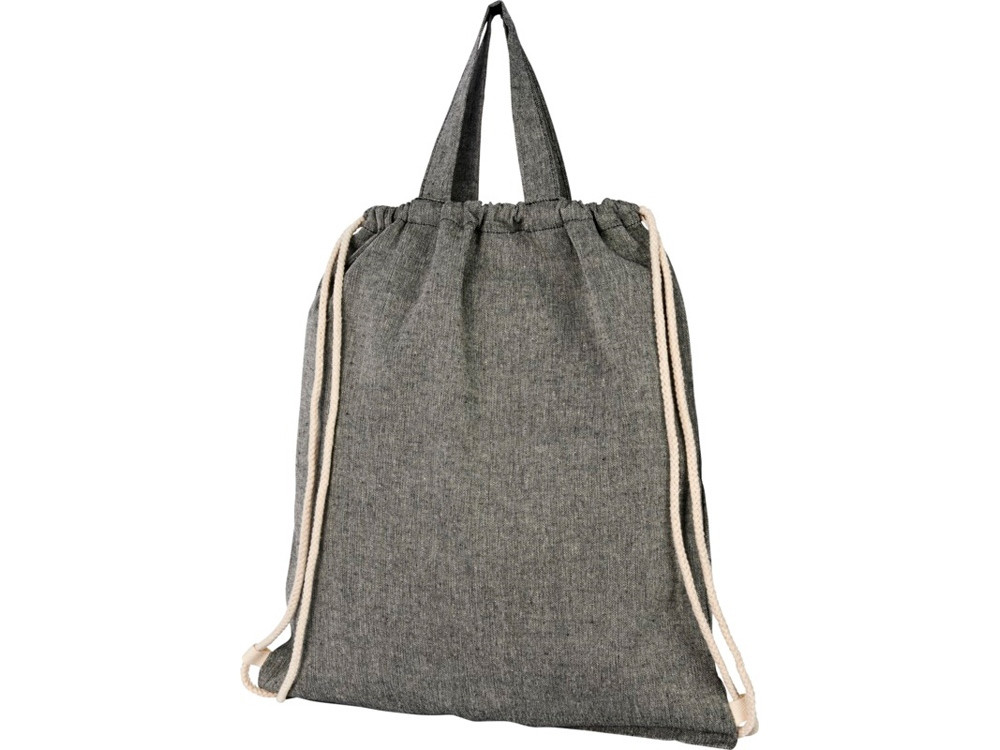 Рюкзак со шнурком Pheebs из 150 г/м2 переработанного хлопка, черный меланж - фото 3 - id-p215148626