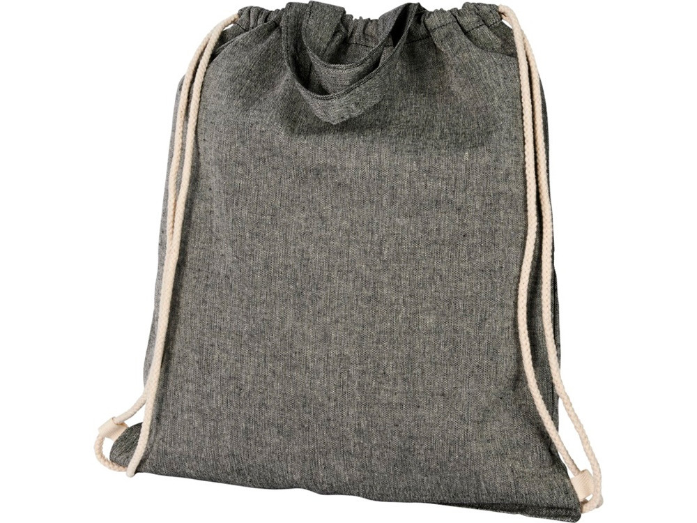 Рюкзак со шнурком Pheebs из 150 г/м2 переработанного хлопка, черный меланж - фото 4 - id-p215148626