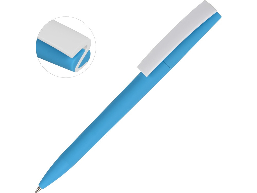 Ручка пластиковая soft-touch шариковая Zorro, голубой/белый - фото 1 - id-p215146721